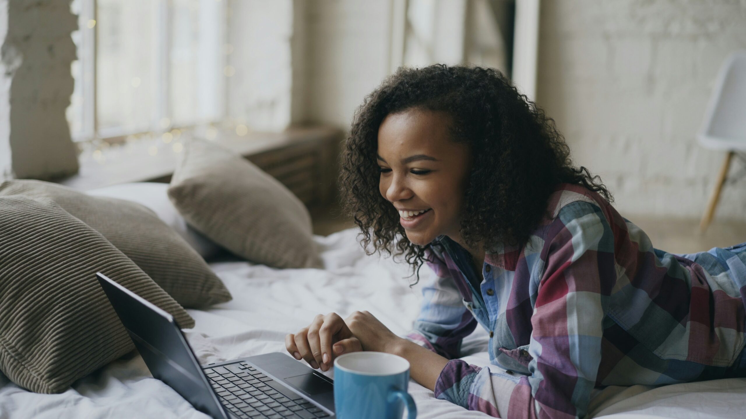 Video chat with girls on ChickRoulette — woman enjoying live video conversation